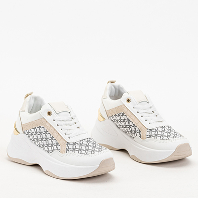 Beige and white women's sports shoes Weniso sneakers - Footwear
