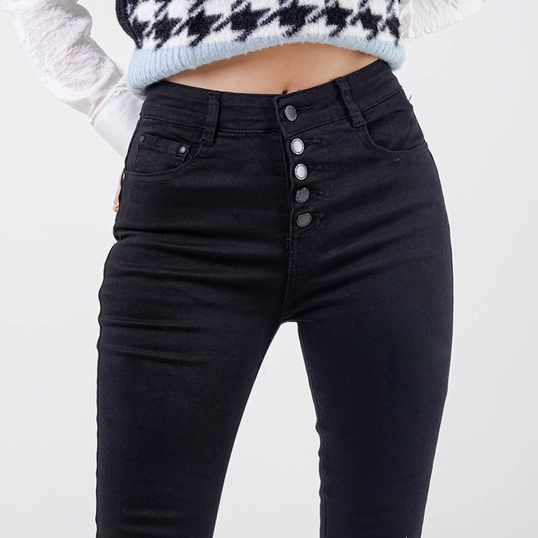Women's Black High Waist Push-up Jeans - Clothing