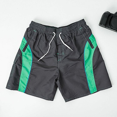Men's black sports shorts with green inserts - Clothing