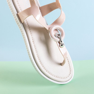 Beige women's sandals a'la flip-flops with Dosala decoration - Footwear