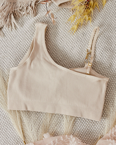 Royalfashion Women's ribbed bra with decorative strap