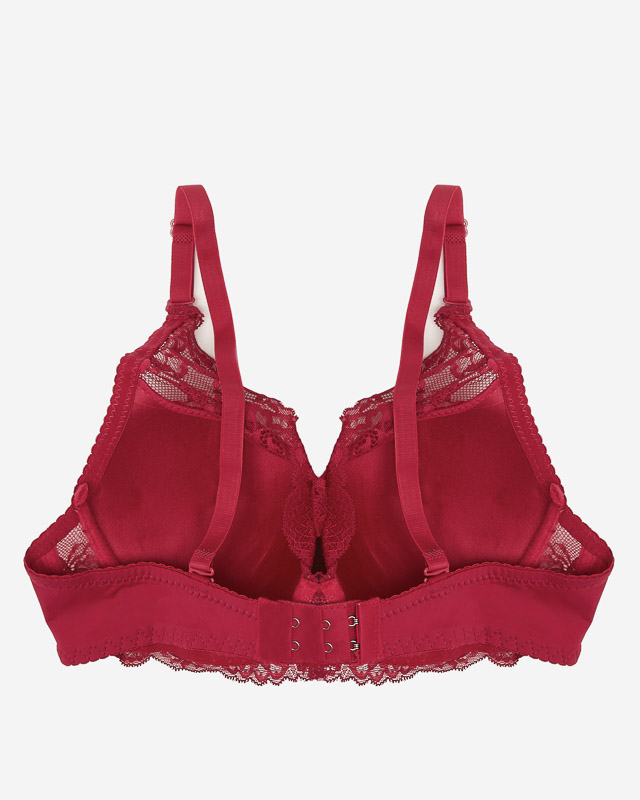 Women's push-up bra with lace in burgundy color - Underwear