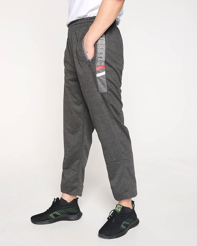 Men's dark gray sweatpants with inscriptions - Clothing