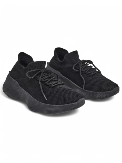 Women's Aura Nero Black Fabric Sneakers on a 4.5cm Flat Sole
