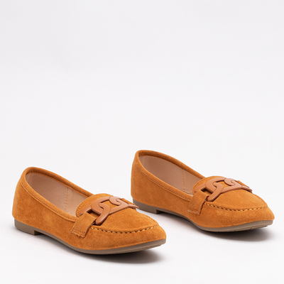 Women's eco-suede camel loafers Reiaka - Shoes
