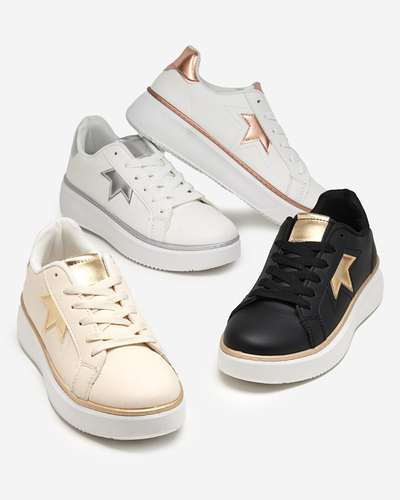 OUTLET Beige and gold women's sports shoes Taqeva - Footwear