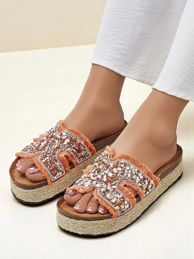 Royalfashion Women's slides with Candy Candy embellishments