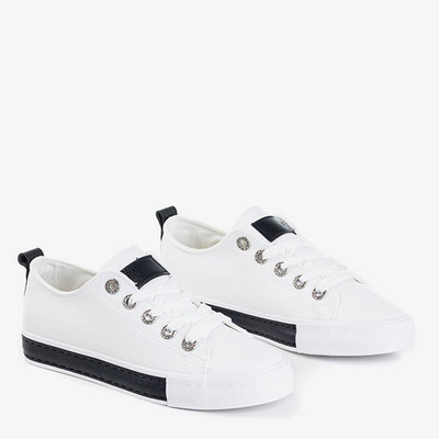 Women's white sneakers with black inserts Zuta - Footwear