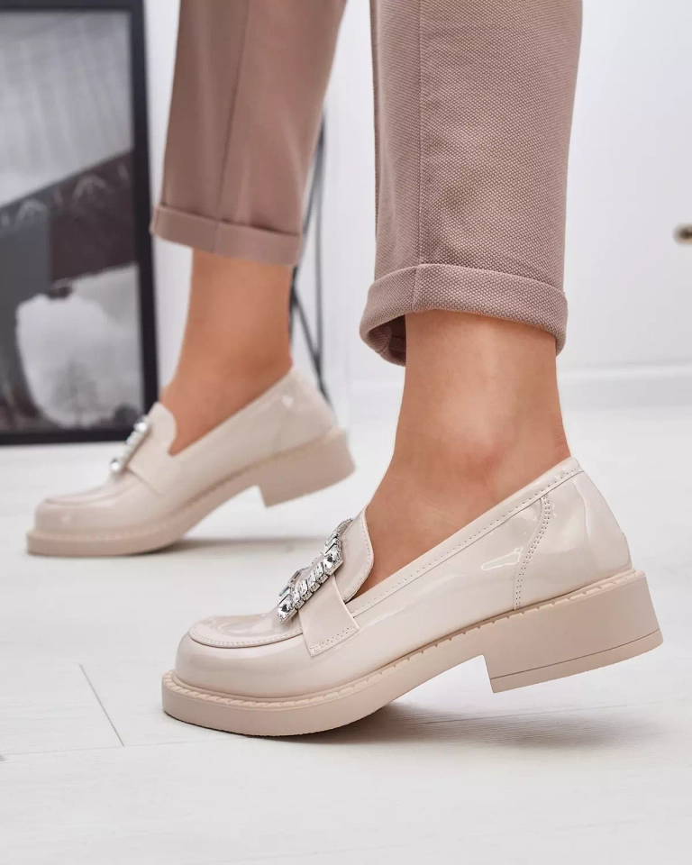 Beige women's shoes with Larri crystals - Footwear