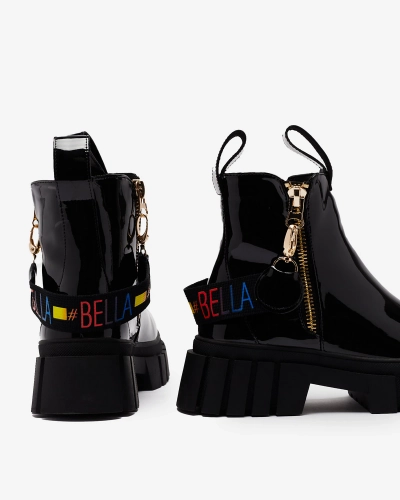 Royalfashion Black women's patent leather boots Ceriop