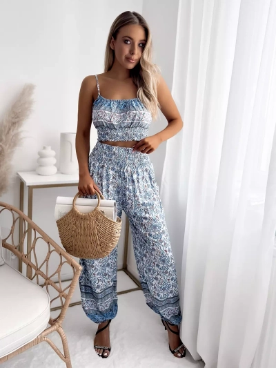 Blue women's set with print- Clothing