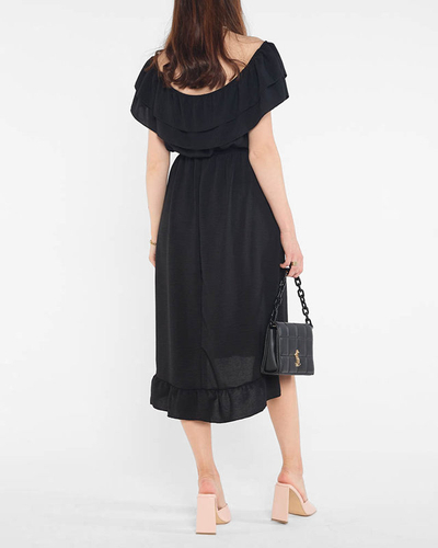 Black ladies dress with frills - Clothing