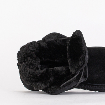 Black children's short lace-up snow boots Tibilis- Footwear