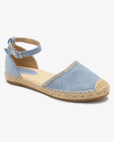 Royalfashion Sieviešu espadrilles ar cirkoniem zilā krāsā Rieta