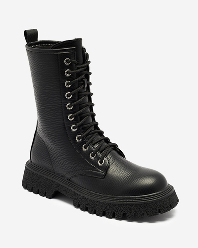 Black women's boots with gold chain Azerik - Footwear