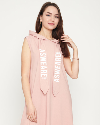 Pink midi women's sweatshirt dress - Clothing