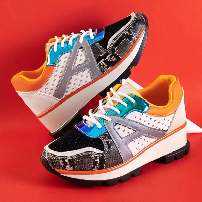 Black and orange sneakers with color inserts Meia - Footwear