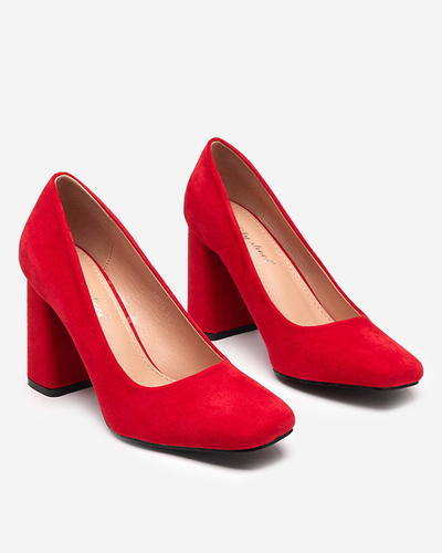 Red women's pumps with a square toe Zerila - Footwear
