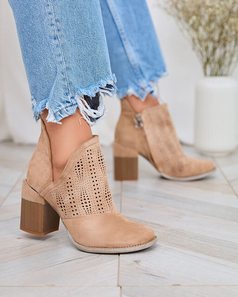 Royalfashion Openwork post boots in light brown Revivela