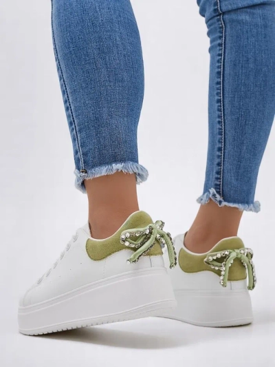 Royalfashion Women's platform sneakers with Ribbon Bow