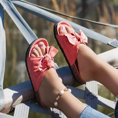 OUTLET Шлепанцы розового цвета с бантом Summer Blow - Обувь