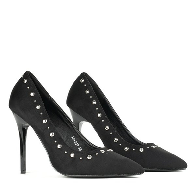 Black pumps on a stiletto heel with silver jets Filia - Footwear