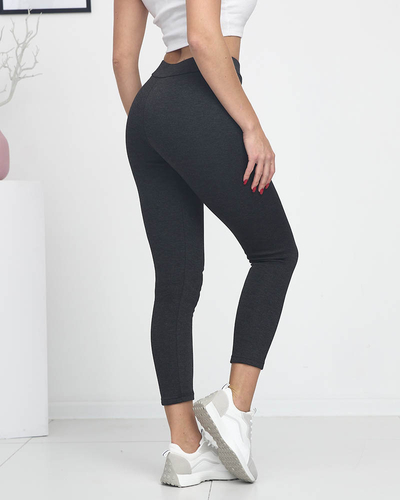 Dark gray women's leggings with insulation - Clothing
