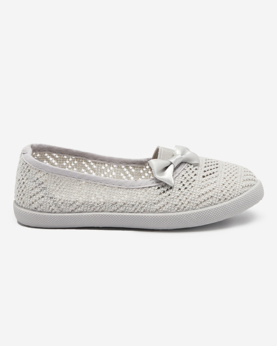 Gray openwork sneakers for girls with a bow Apllo - Shoes