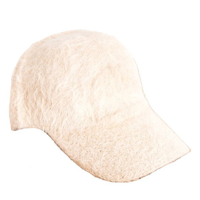 Fur hat with a visor in beige color - Caps