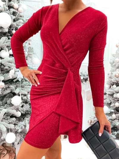 Royalfashion Shiny pleated mini dress for women