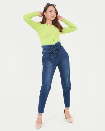 Navy blue women's mom jeans - Clothing
