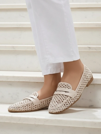 Beige Royalfashion Primavera Aelia fabric moccasins with almond toe