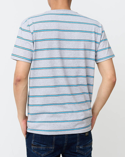 Gray Men's Cotton Striped T-shirt - Clothing