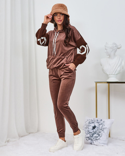 Royalfashion Черный велюровый женский спортивный костюм