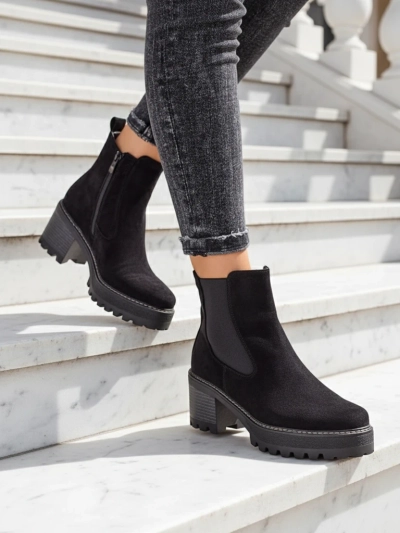 Royalfashion Eco-suede women's ankle boots on a post Segori