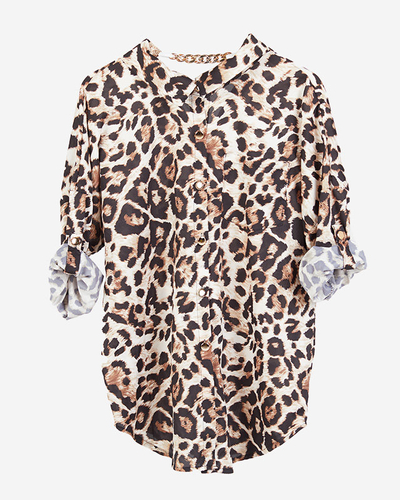 Ladies' leopard print shirt with chain - Clothing