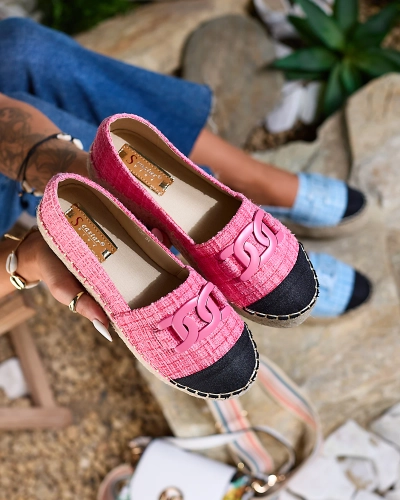 Royalfashion Women's plaid espadrilles in pink Dempik