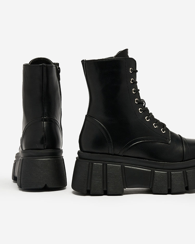 Royalfashion Women's black platform baggers boots Ceminas