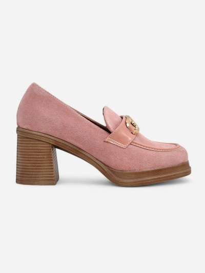 Royalfashion Women's Moccasins on a Block Heel Qeroy