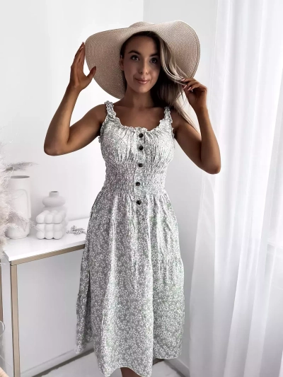 Floral mint women's knee-length dress Clothing