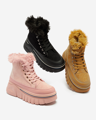 Women's platform lace-up snow boots in camel Neatesa - Footwear