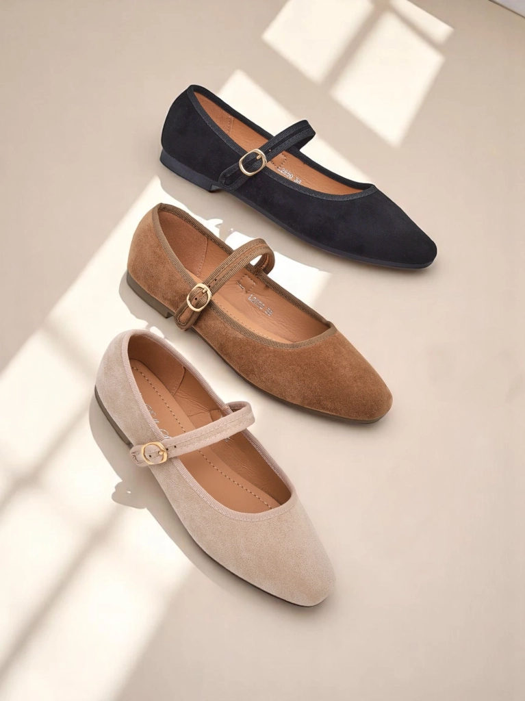 Royalfashion Women's eco suede ballet flats with strap Ernie