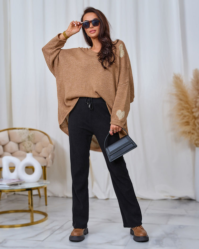 Royalfashion Женские брюки из вельветовой ткани черного цвета