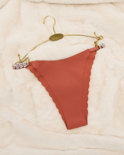 Royalfashion Dark pink women's thong panties with zircons