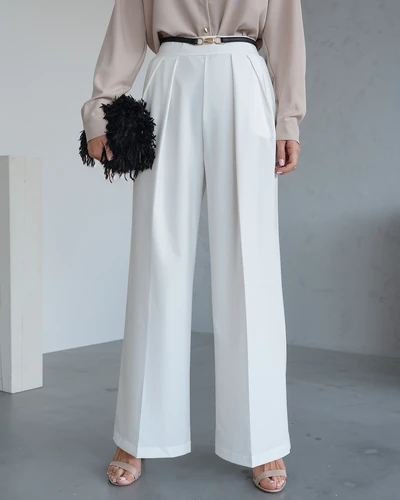 Royalfashion Plašās sieviešu bikses ar krokām