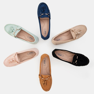 Women's black moccasins with fringes Amillad - Footwear