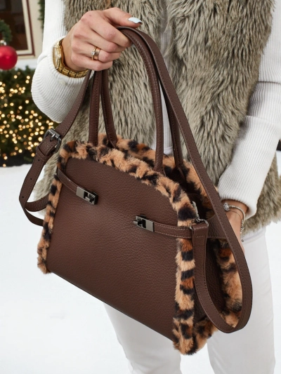 Small Women's Eco-Leather Handbag with Leopard Print Panthory