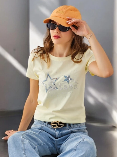 Royalfashion Women's Cotton T-shirt STARS