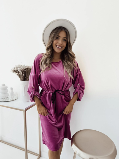 Royalfashion Sieviešu fuksijas krāsas midi kleita