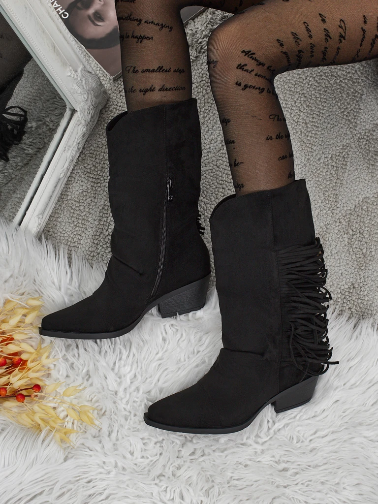 Women's heeled cowboy boots with tassels Selva